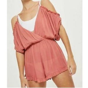 Topshop Blush Cold Shoulder Romper Playsuit Size 4-6 Small